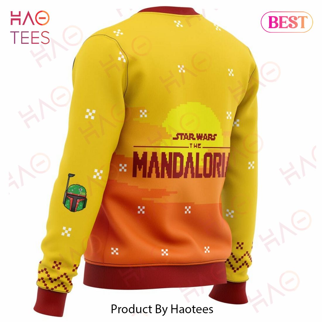 Jingle All The Way Mandalorian Ugly Christmas Sweater Jingle All The Way Mandalorian Ugly Christmas Sweater