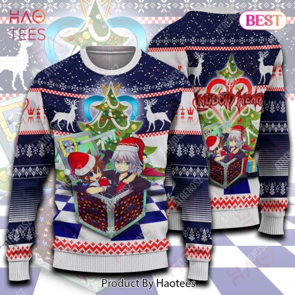 Kingdom Hearts Sweater Riku Sora Christmas Gift Box Dark Blue Ugly Sweater 2022