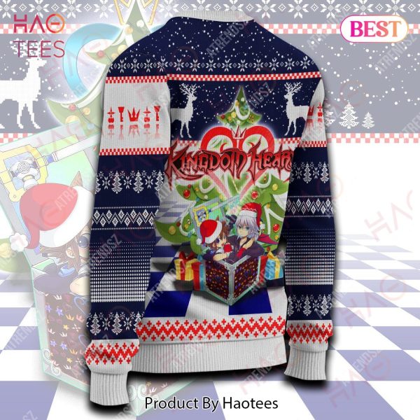 Kingdom Hearts Sweater Riku Sora Christmas Gift Box Dark Blue Ugly Sweater 2022