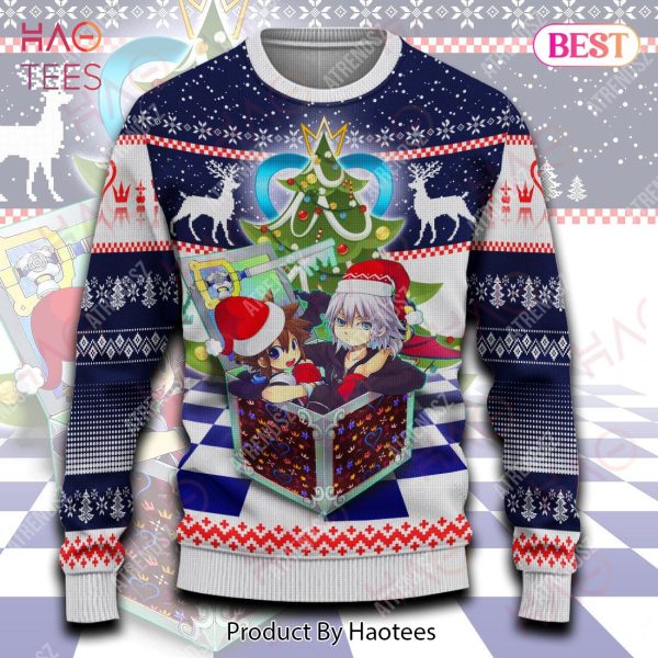 Kingdom Hearts Sweater Riku Sora Christmas Gift Box Dark Blue Ugly Sweater 2022