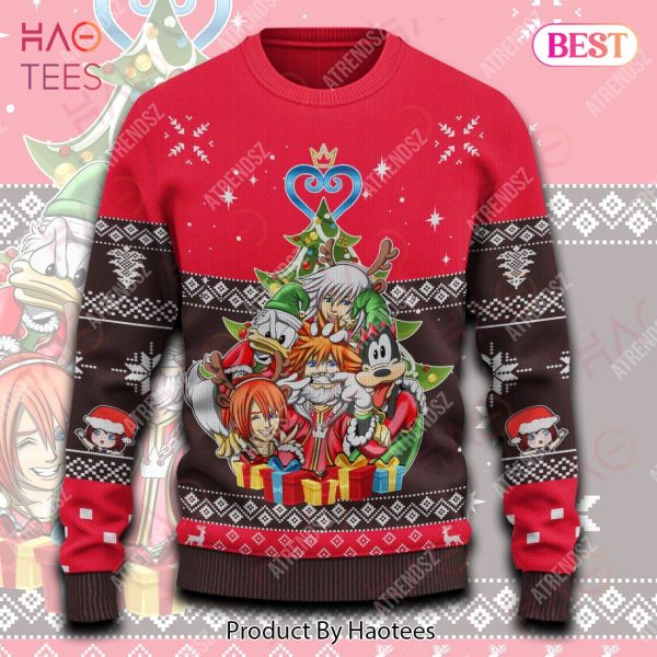 Kingdom Hearts Sweater Sora Kairi Riku Donald Goofy Red Ugly Sweater 2022