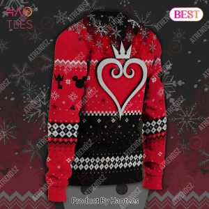 Kingdom Hearts Ugly Sweater Mickey Head Key Pattern Christmas Kingdom Hearts Symbol Red Black Sweater 2022