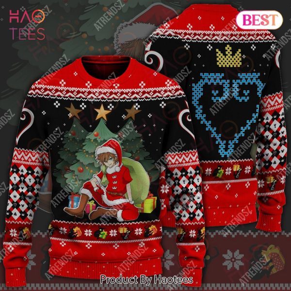 Kingdom Hearts Ugly Sweater Sora Under The Christmas Tree Black Red Sweater 2022