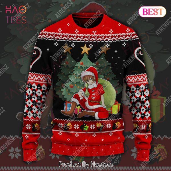 Kingdom Hearts Ugly Sweater Sora Under The Christmas Tree Black Red Sweater 2022