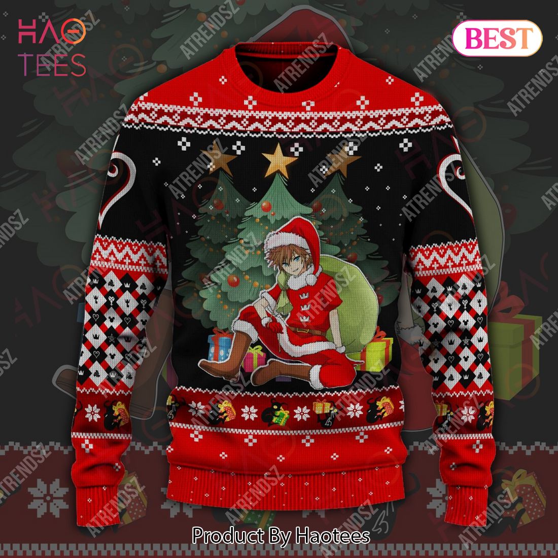 Kingdom Hearts Ugly Sweater Sora Under The Christmas Tree Black Red Sweater 2022 Kingdom Hearts Ugly Sweater Sora Under The Christmas Tree Black Red Sweater 2022