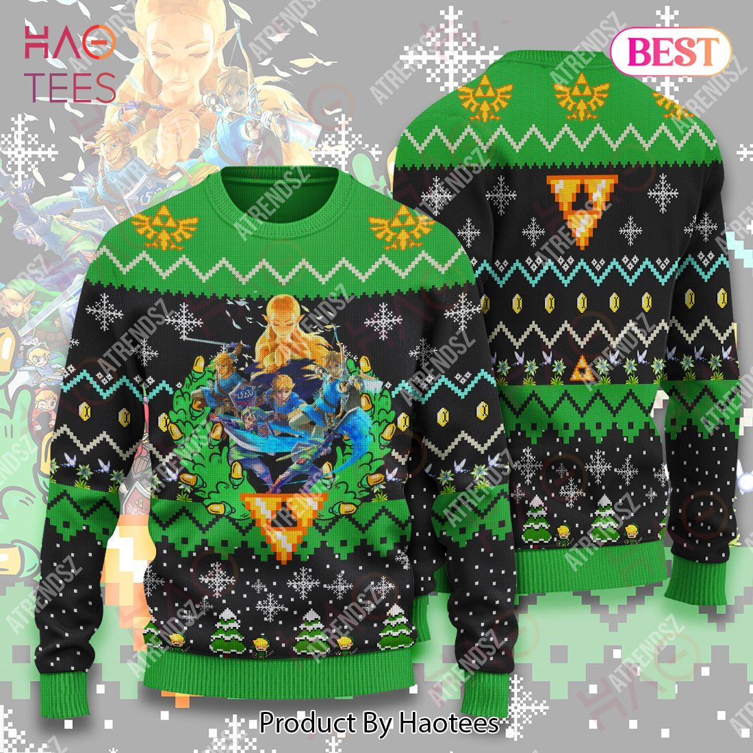 Legend Of Zelda Sweater Breath Of The Wind Link Zelda Wreath Ugly Sweater Legend Of Zelda Ugly Sweater 2022