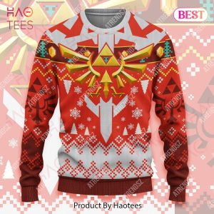 Legend Of Zelda Ugly Sweater Red Hyrule And Triforce Symbol Sweater Legend Of Zelda Sweater 2022