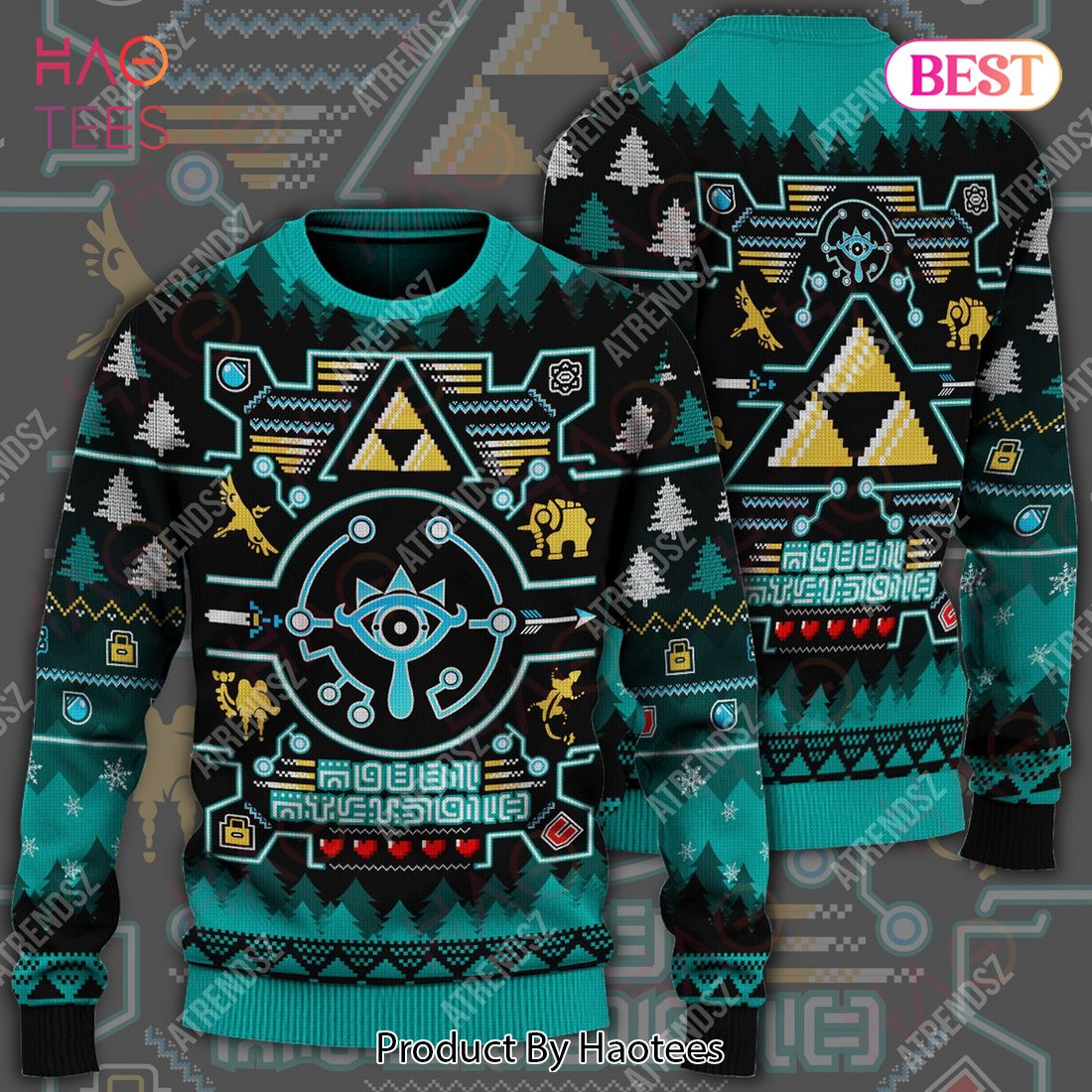 Legend Of Zelda Ugly Sweater Sheikah Eye Triforce Symbol Sweater Legend Of Zelda Sweater 2022