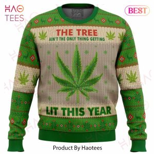 Lit This Year Weed Ugly Christmas Sweater