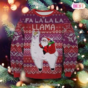 Llama Christmas Sweater Santa Riding Llama Fa La La La Llama Ugly Sweater 2022