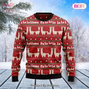 Llama Christmas Ugly Sweater Llama Fa La La La Llama Patterns Lights Red Sweater 2022