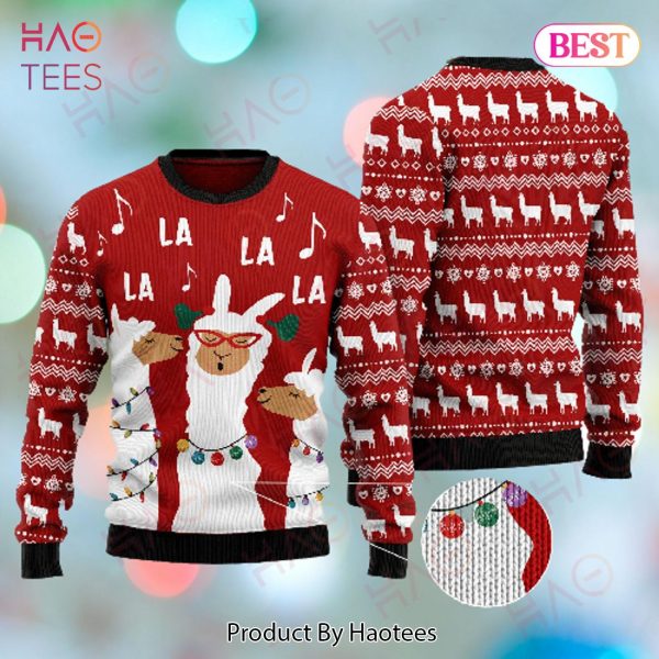 Llama Christmas Ugly Sweater Three Llamas Singing Christmas Red Sweater 2022