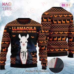 Llama Sweater Llamacula You’ll Wanna Call Your Mama Halloween Ugly Sweater 2022