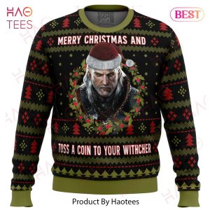 Merry Christmas and Toss a Coin The Witcher Ugly Christmas Sweater