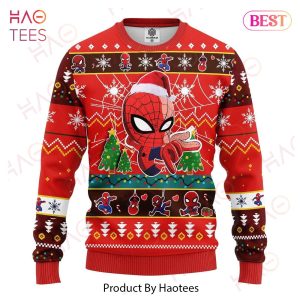 MV Christmas Ugly Sweater Spider Man Chibi Cute Christmas Pattern Red Sweater 2022