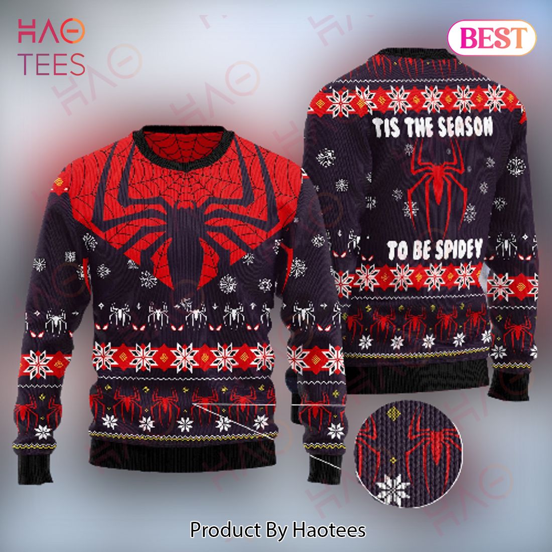 MV Christmas Ugly Sweater Spider Suit Christmas Tis The Season To Be Spidey Sweater 2022
