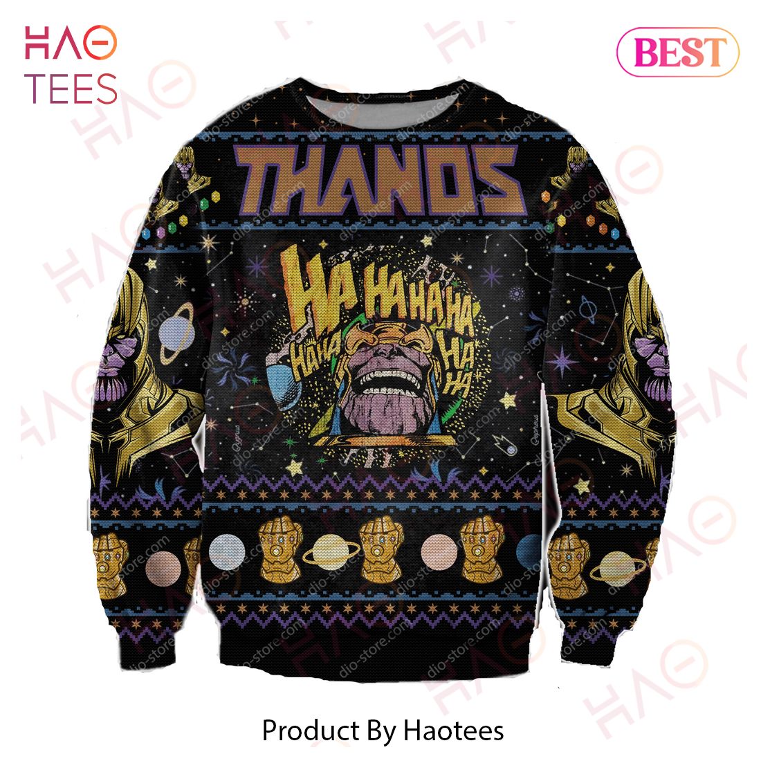MV Christmas Ugly Sweater Thanos Mad Titan Laugh Black Sweater 2022