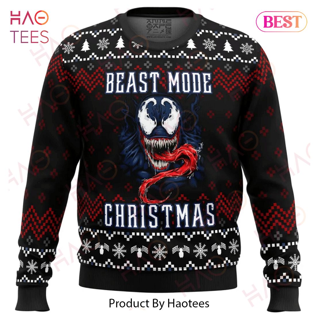 MV Christmas Ugly Sweater Venom Beast Mode Christmas Black Sweater 2022