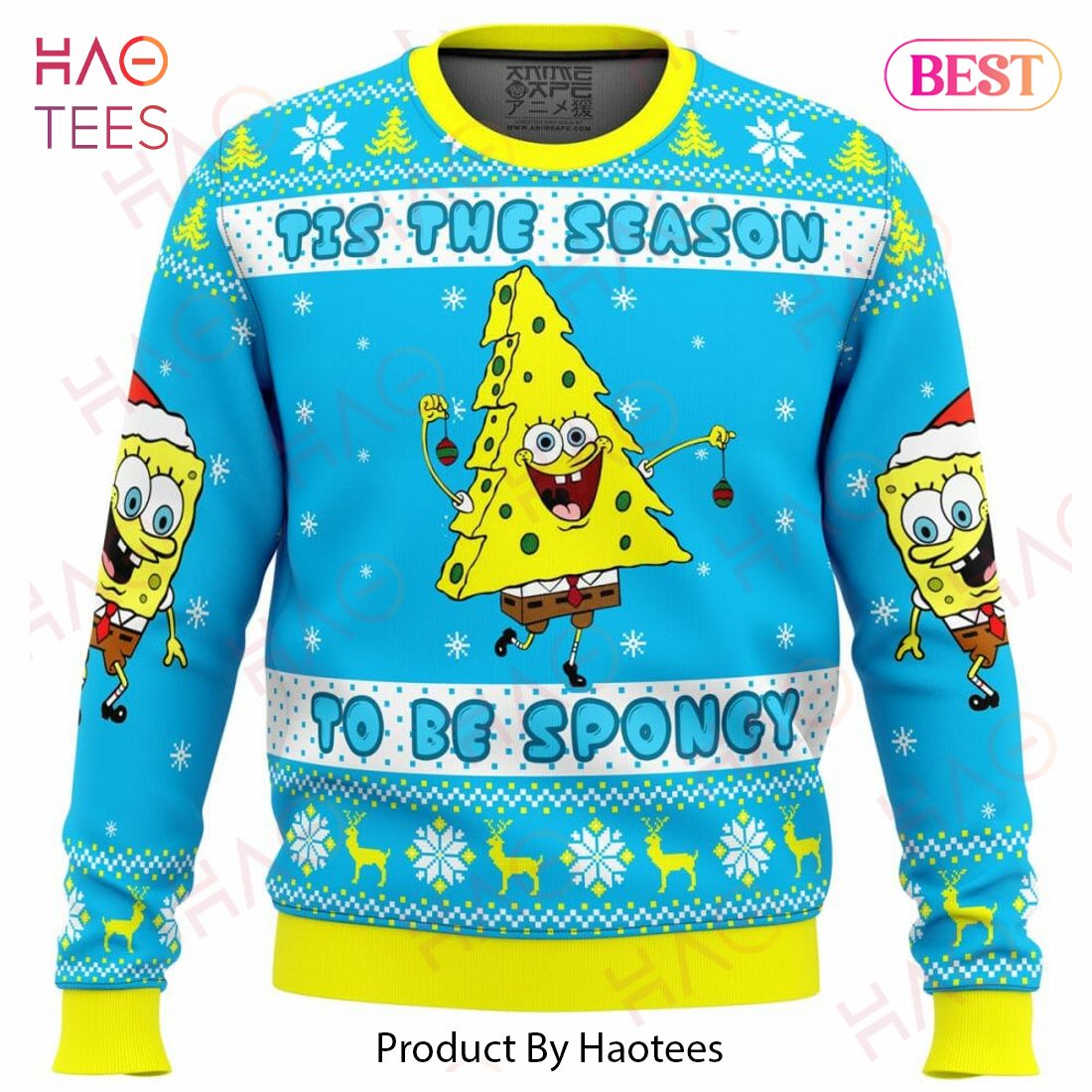 Nickelodeon Cartoons Tis The Season To be Spongy Ugly Christmas Sweater