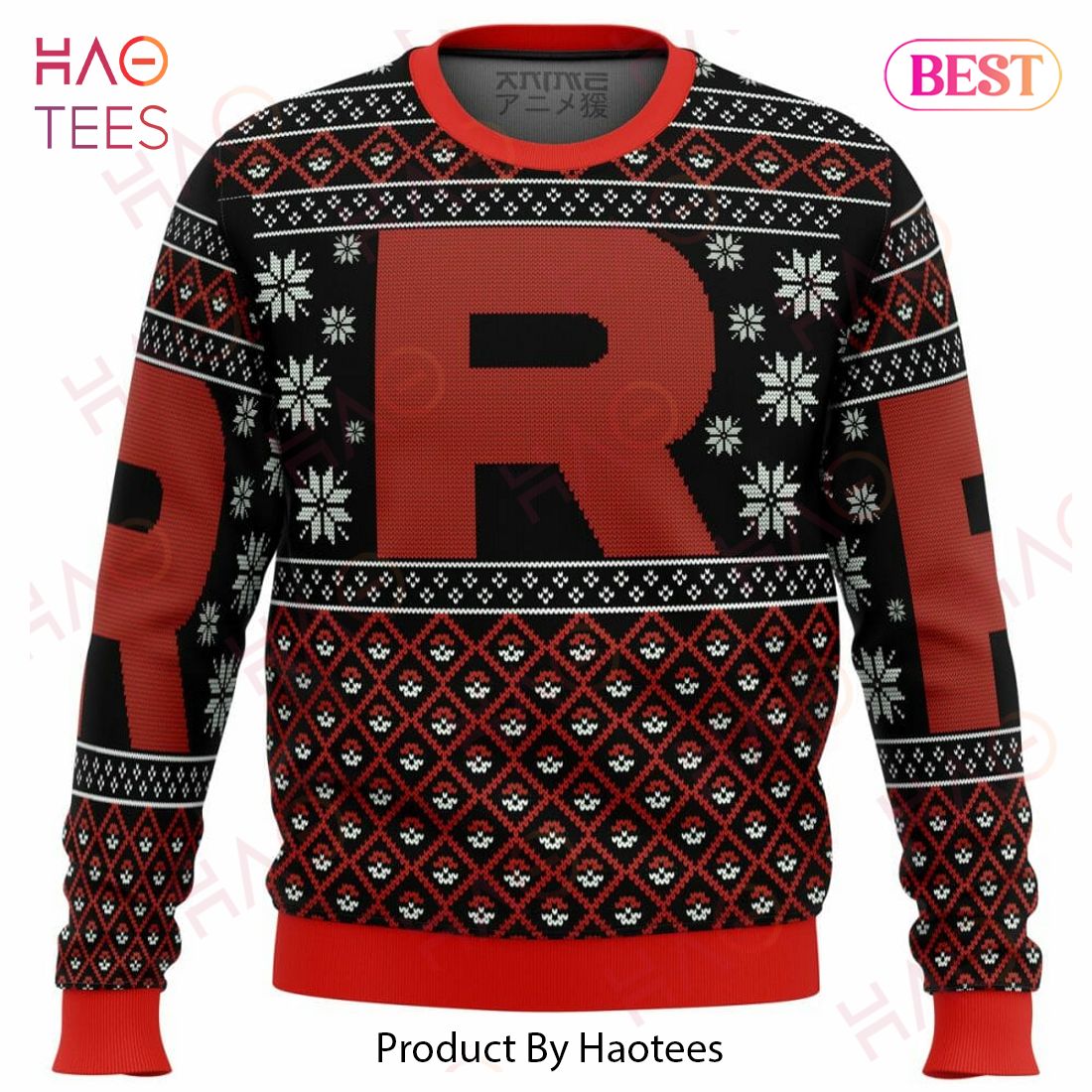 Pokemon Team Rocket Red Black Ugly Christmas Sweater