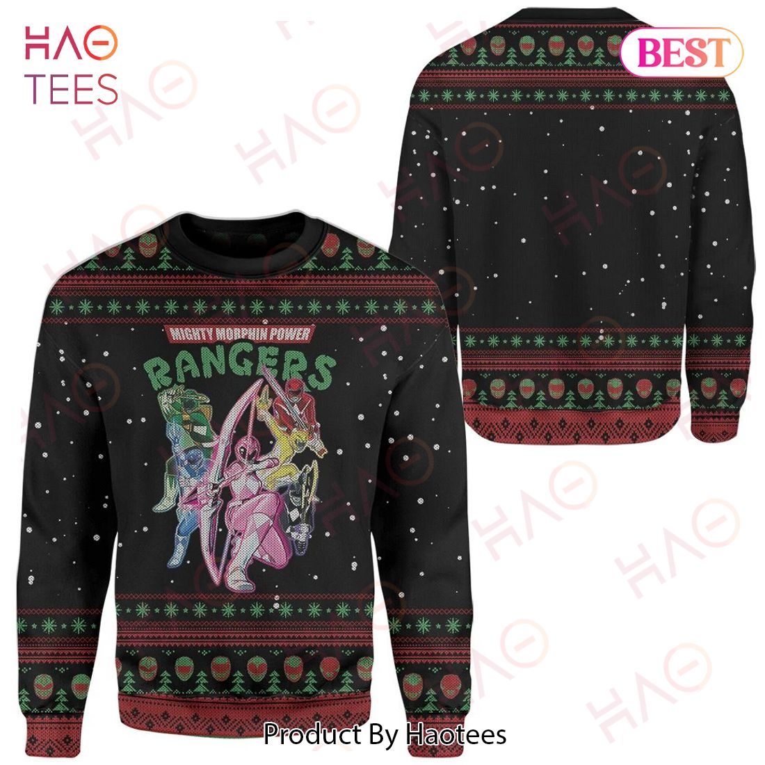 Power Rangers Ugly Sweater Mighty Morphin Power Rangers Team Black Sweater 2022 Power Rangers Ugly Sweater Mighty Morphin Power Rangers Team Black Sweater 2022