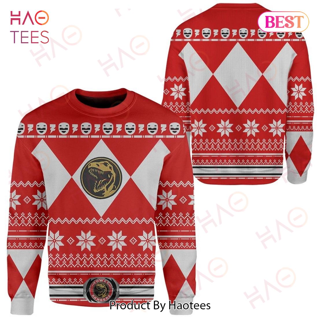 Power Rangers Ugly Sweater Mighty Morphin Red Power Rangers Sweater 2022