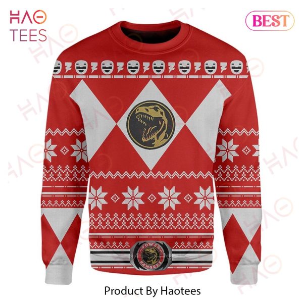 Power Rangers Ugly Sweater Mighty Morphin Red Power Rangers Sweater 2022