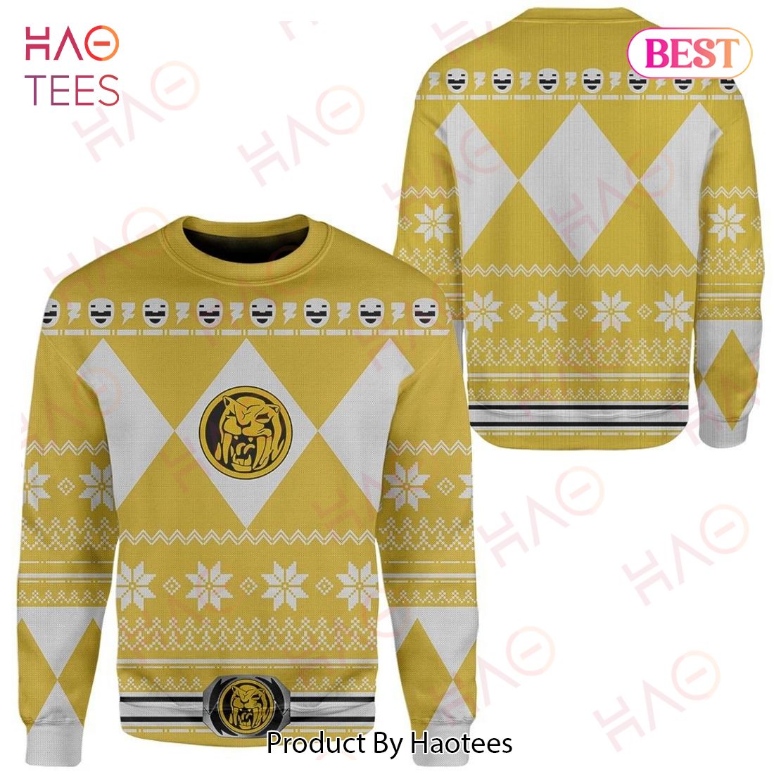 Power Rangers Ugly Sweater Mighty Morphin Yellow Power Rangers Sweater 2022