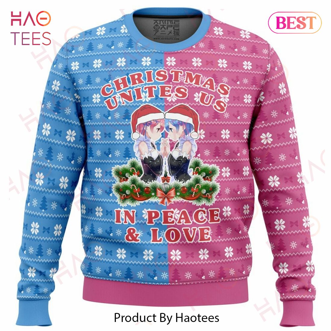 Re Zero Ram and Rem Christmas Ugly Christmas Sweater