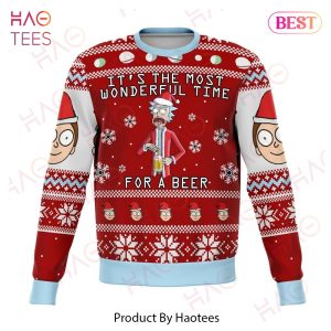 Rick And Morty Christmas Sweater It’s The Most Wonderful Time For A Beer Red Ugly Sweater 2022
