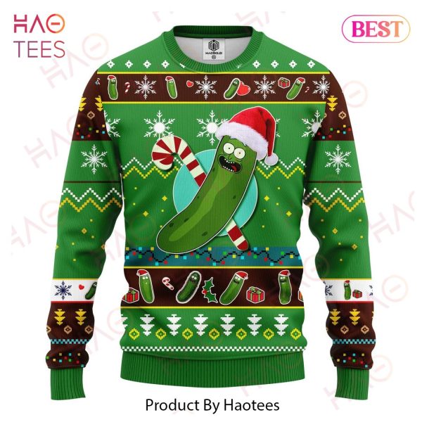 Rick And Morty Christmas Sweater Pickle Rick Christmas Candy Green Ugly Sweater 2022