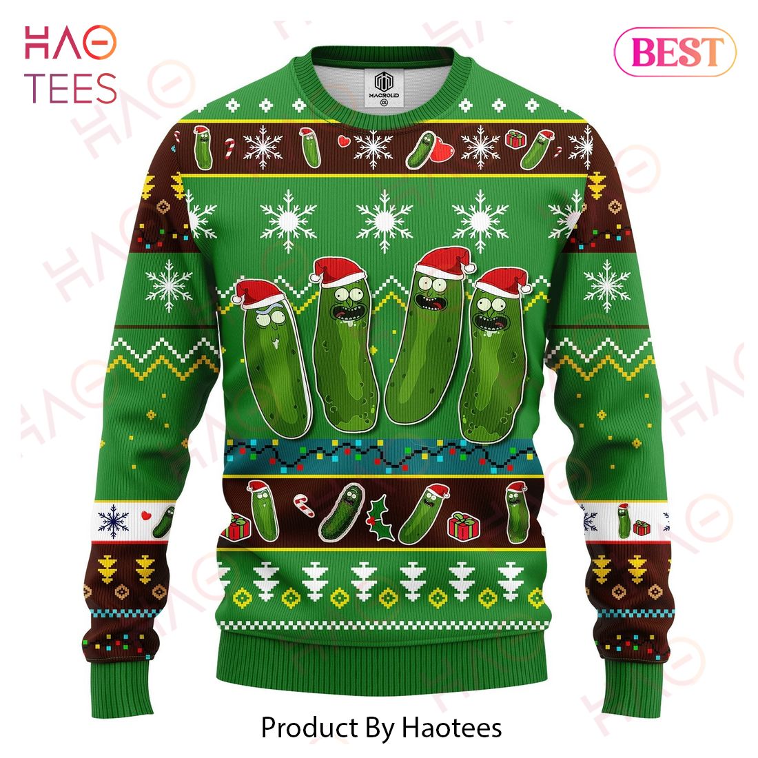Rick And Morty Christmas Sweater Pickle Rick Christmas Green Ugly Sweater 2022