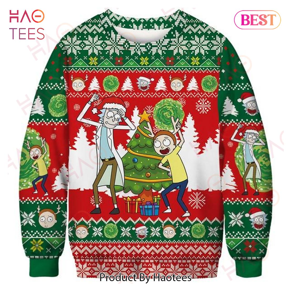 Rick And Morty Christmas Sweater Rick And Morty Christmas Party Red Green Ugly Sweater 2022