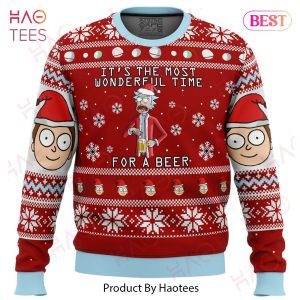 Rick and Morty Time for a Beer Ugly Christmas Sweater