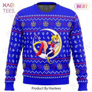 Sailor Moon Sitting on Moon Ugly Christmas Sweater