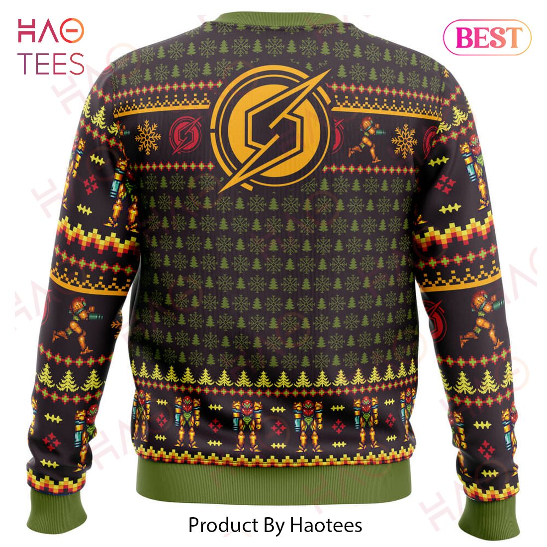 Santa Samus Aran Metroid Ugly Christmas Sweater Santa Samus Aran Metroid Ugly Christmas Sweater
