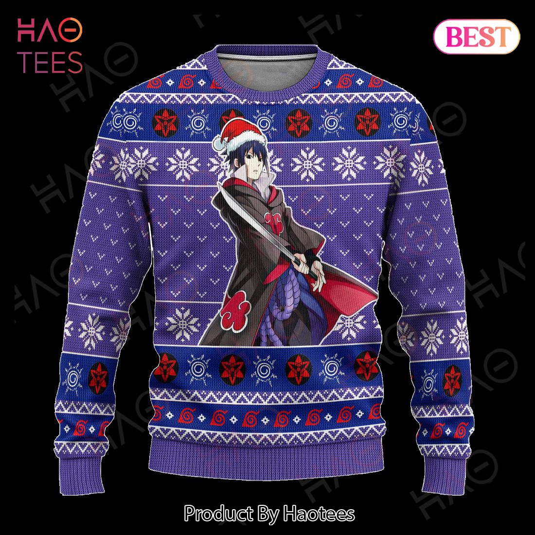 Sasuke Akatsuki Ugly Christmas Sweater Naruto Anime Xmas Gift