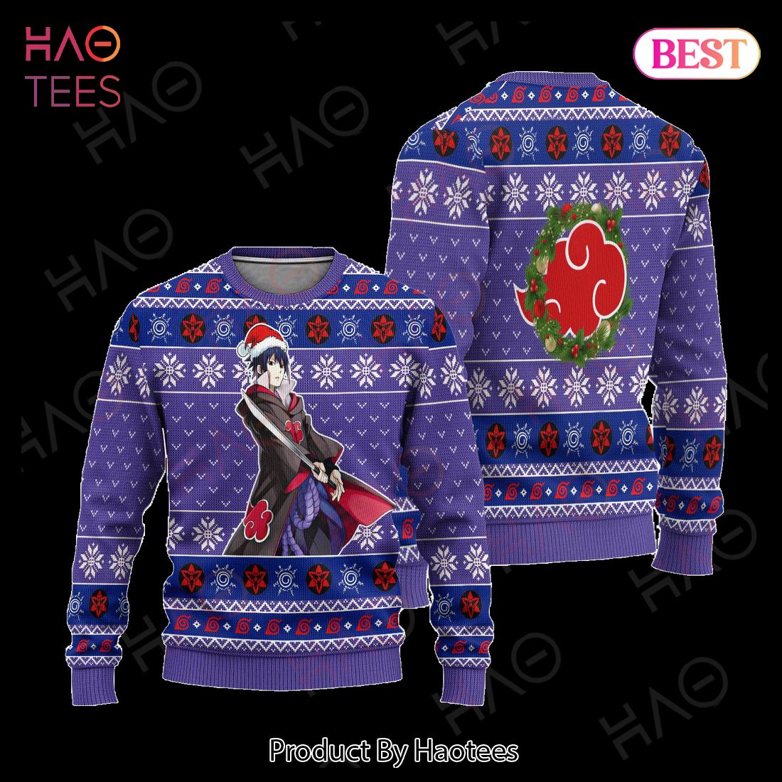 Sasuke Akatsuki Ugly Christmas Sweater Naruto Anime Xmas Gift Sasuke Akatsuki Ugly Christmas Sweater Naruto Anime Xmas Gift