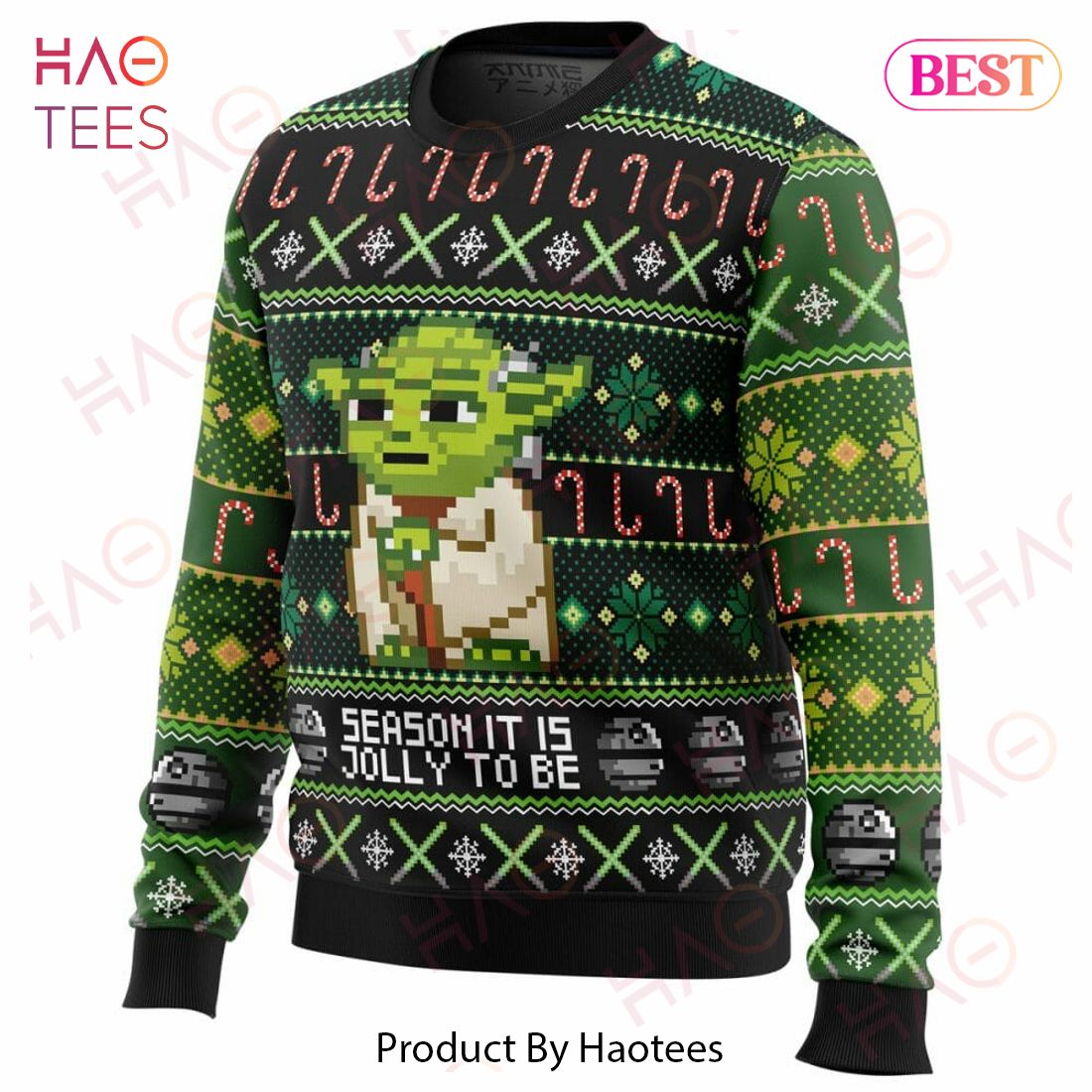 Season It Is Jolly To Be Yoda Ugly Christmas Sweater Season It Is Jolly To Be Yoda Ugly Christmas Sweater