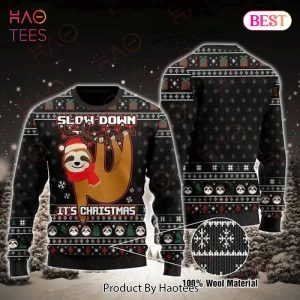 Sloth Ugly Christmas Sweater Sloth Slow Down It’s Christmas Black Sweater 2022