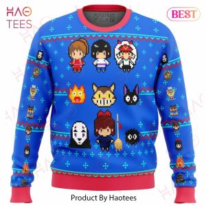 Studio Ghibli Blue Ugly Christmas Sweater