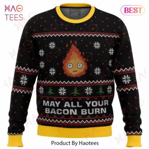 Studio Ghibli May All Your Bacon Burn Calcifer Ugly Christmas Sweater
