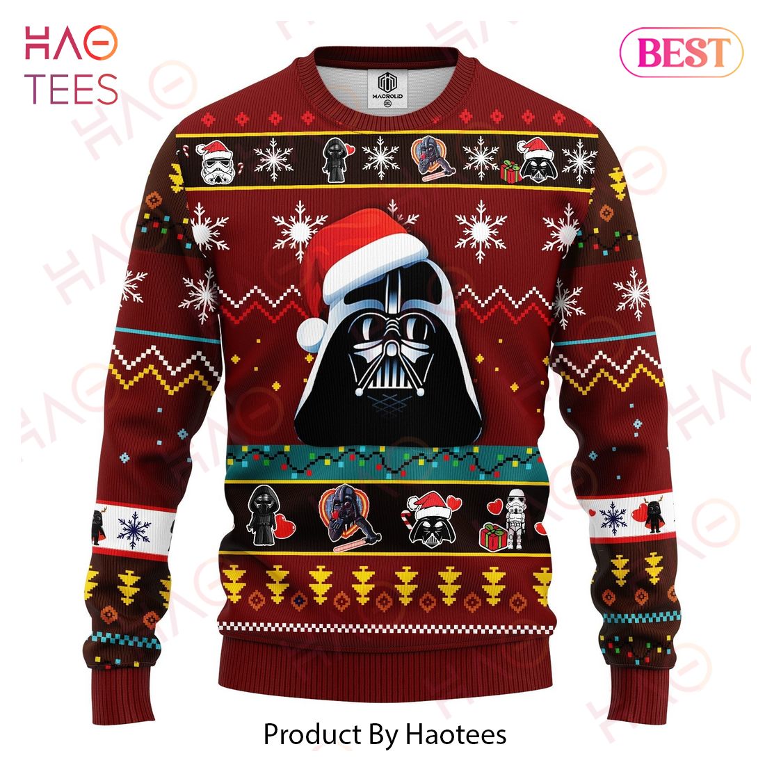 SW Christmas Sweater Darth Vader Pattern Red Ugly Sweater 2022