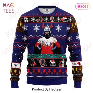 SW Christmas Sweater Funny Reindeer Darth Vader Blue Ugly Sweater 2022