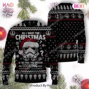 SW Sweater All I Want Christmas Is To Find The Droids Ugly Sweater 2022