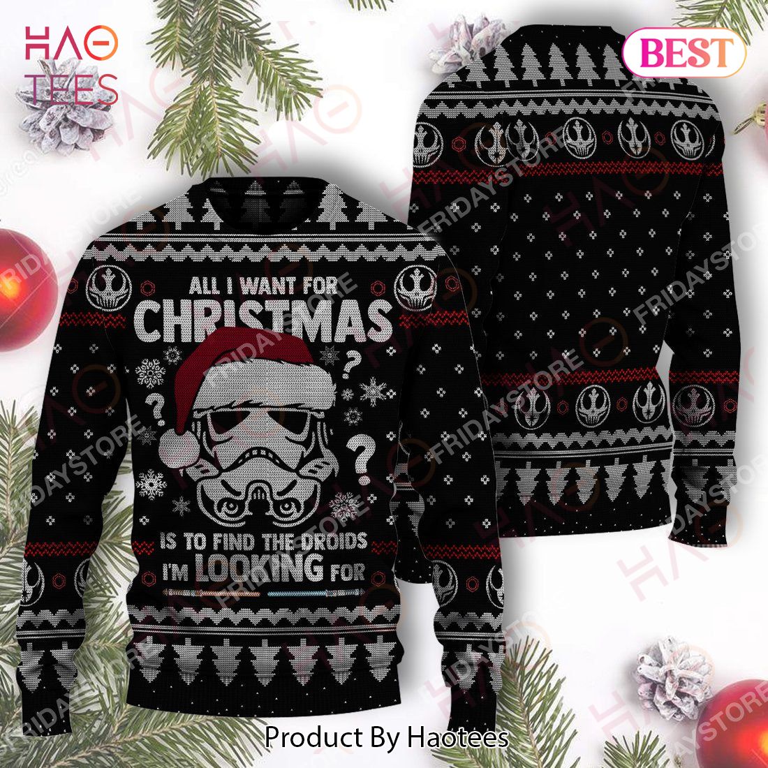 SW Sweater All I Want Christmas Is To Find The Droids Ugly Sweater 2022 SW Sweater All I Want Christmas Is To Find The Droids Ugly Sweater 2022