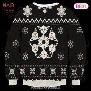 SW Sweater Christmas Snowflakes Sith Grogu Black White Ugly Sweater 2022