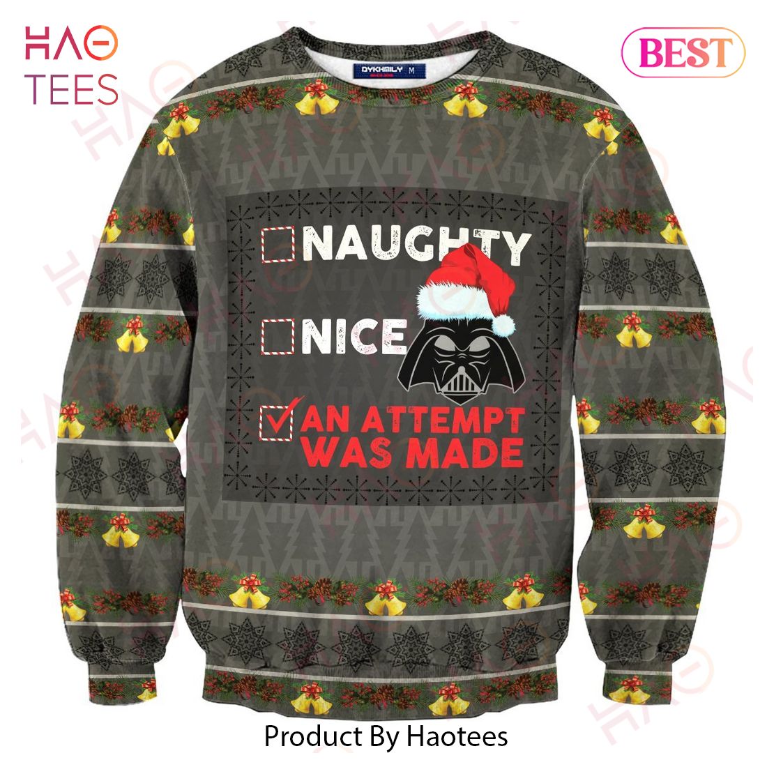 SW Sweater Naughty Nice An Attempt Was Made Sith Christmas Grey Ugly Sweater 2022