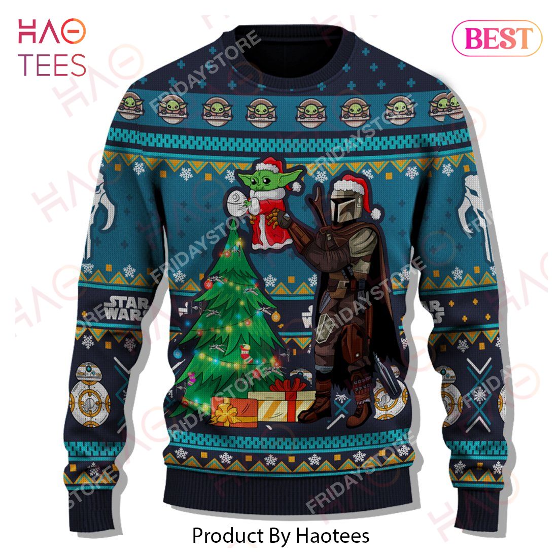 SW Sweater The Mandalorian Christmas Theme Ugly Sweater 2022 SW Sweater The Mandalorian Christmas Theme Ugly Sweater 2022