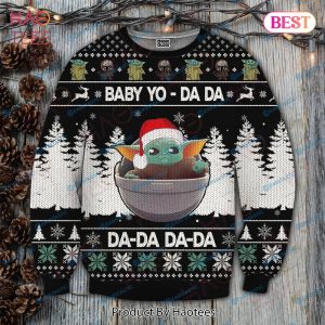 SW Ugly Sweater Baby Yo Da Da Da Da Grogu Christmas Black Sweater 2022